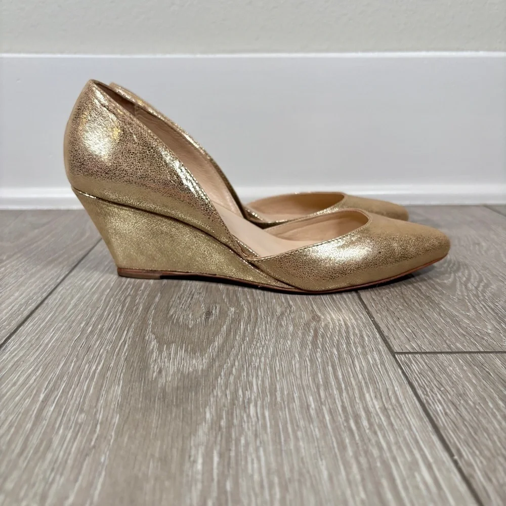 Loeffler Randall Gold Wedge Shoes - Picture 2 of 6